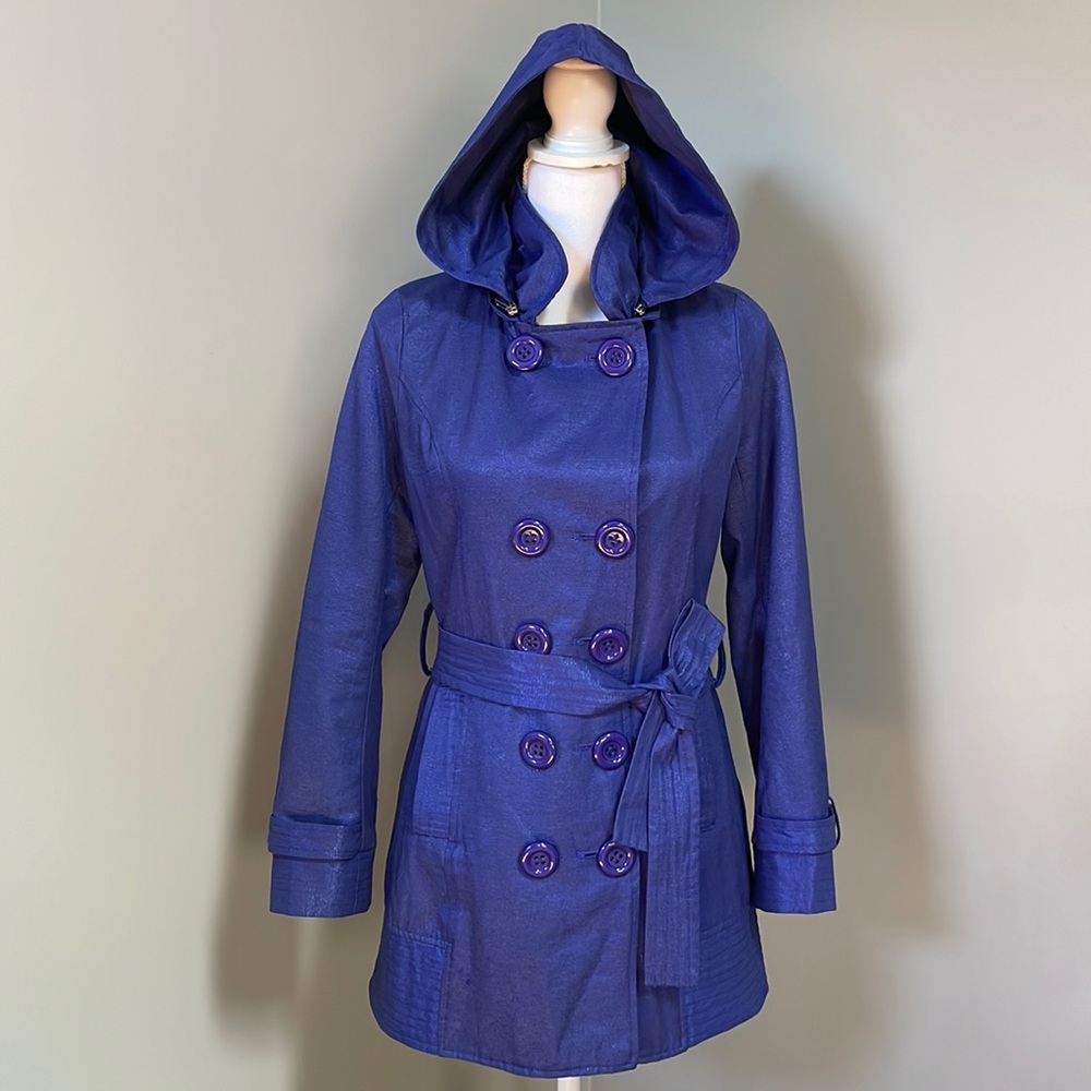 A.Y.K. GIRLS SHIMMER PERIWINKLE PURPLE TRENCH COAT